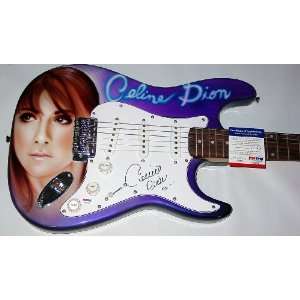  Celine Dion Autographed Signed Custom Airbrush Guitar PSA 