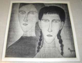 1954 YOZO HAMAGUCHI Gypsy Framed Mezzotint Print  
