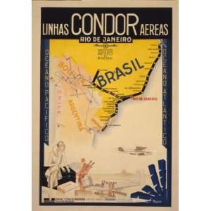    1930 poster Linhas Condor Aereas / Clement.: Home & Kitchen