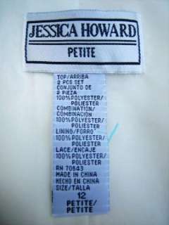 Jessica Howard Petite 2 Pc Cream Crepe Party Dress 12P  