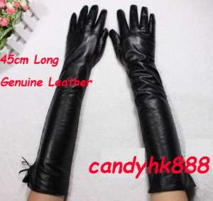 Long 45cm sexy Genuine Lamb Leather Opera Gloves M L  