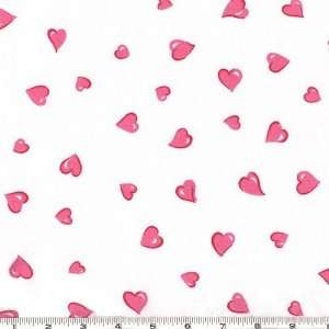  58 Wide Cotton Rib Knit Hearts White Fabric By The Yard 