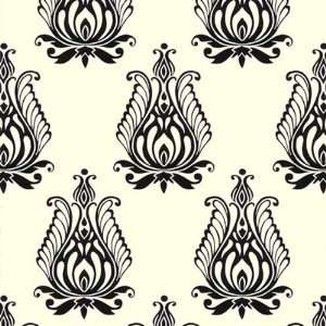  Crewel Fabric Blooms Black on Off White Cotton Duck: Home 