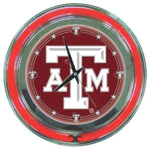  Texas A&M University Neon Clock   14 inch Diameter Sports 