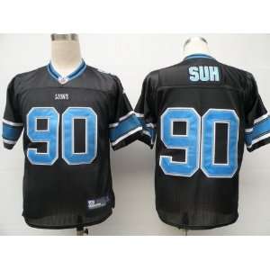Ndamukong Suh #90 Black NFL Detroit Lions Football Jersey Sz48