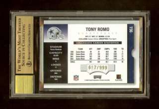 2003 TONY ROMO PLAYOFF CONTENDERS BLUE AUTO BGS 9.5/10  