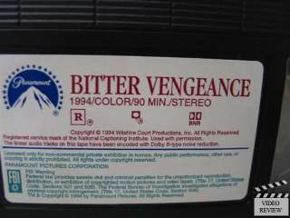 Bitter Vengeance VHS Virginia Madsen Bruce Greenwood 097368345737 
