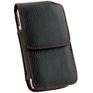 Sanyo SCP 2700 Red Stitched Black Vertical Leather Pouch
