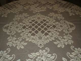 Sheer Ivory Wild Rose Lace Tablecloth 53 x 68 NEW Made in NC, USA 
