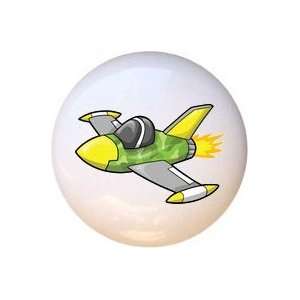  Airplanes Yellow and Green Camo Army Jet Drawer Pull Knob 