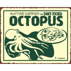  Fried Octopus Vintage Metal Art Beach Seafood Retro Tin 