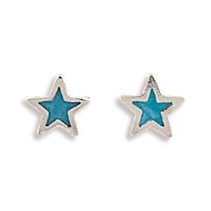   Silver Light Blue Star Stud Earrings West Coast Jewelry Jewelry