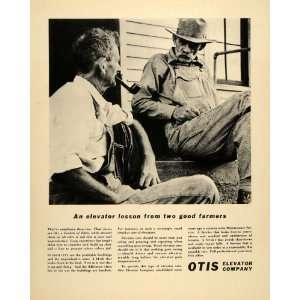  1934 Ad Otis Elevator Maintenance Overalls Farmers Pipe 