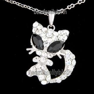 Cute fox 18K gold Gp Swarovski Crystal necklace 705  