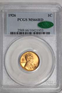 1926 Lincoln Wheat Cent PCGS MS66 RD CAC United States Mint Penny Coin