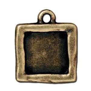  21mm Brass Oxide Simple Square Picture Frame Charm by 