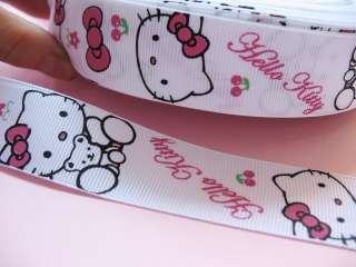 10y 1 hello kitty grosgrain ribbon hairbow Hot Pink  