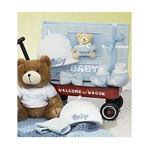   Welcome Wagon, Bear & Baby Book   Hello Baby Boy Personalized Welcome