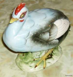 Vintage Pair of Ardco Ceramic Blue Chicken Figurines / Japan  