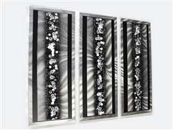 Modern Abstract Metal Wall Art Black White Silver Painting Sculpture 