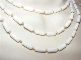 VINTAGE WHITE GLASS BEAD 50 OF FUN NECKLACE KNOTTED STRING  