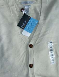 NWT $58 Mens Geoffrey Beene White Sand Cardigan Sweater XL  