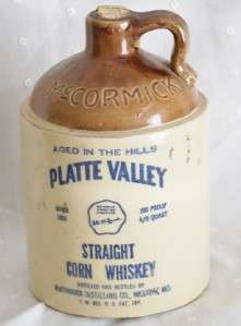 McCormick Platte Valley Corn Whiskey Stoneware Jug  