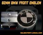 UNIVERSAL BMW HOOD OR TRUNK 82MM BLACK SILVER CARBON FIBER ROUNDEL 