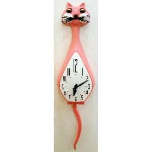  Animated Simone Cat Clock   Pink: Home & Kitchen