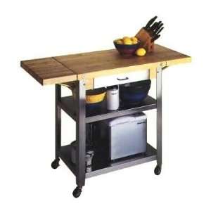  Portable Butcher Block with 10 Drop Leaves and Drawer 