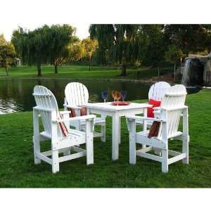   patio dining set 5 piece cedar wood white finish: Patio, Lawn & Garden