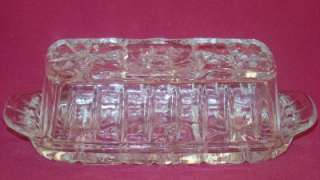 Vintage Pressed Glass Fancy Butter Dish with Lid  