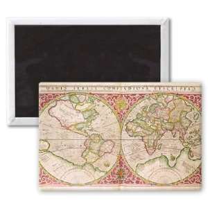  Double Hemisphere World Map, 1587 (coloured   3x2 inch 