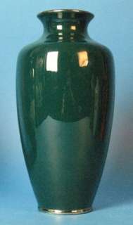 Pair of Large Dark Green Vintage Cloisonne Vases Mint  