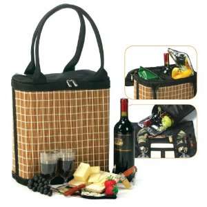  Insulated Romantic Bamboo Wine and Cheese Picnic Tote 