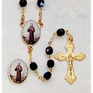 Crystal Rosary   Saint Francis   7mm Crystal Beads   21in. Gold Chain 