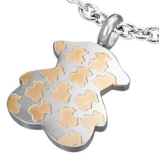 Stainless Steel Tous Inspired Stamped Bear Pendant 9d  