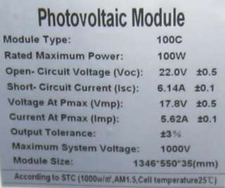 100W Monocrystalline Solar panel for 24V DC battery  us  