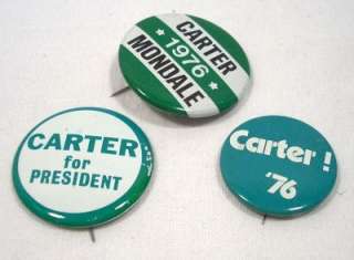 Lot 3 Carter Mondale 76 Election Campaign Buttons Pins  