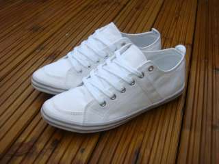 NEW MENS WHITE CANVAS SHOES PLIMS PLIMSOLLS BN ALL SIZE  