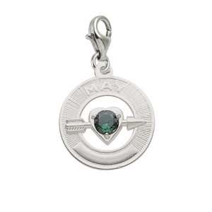 Rembrandt Charms May Birthday Charm with Lobster Clasp, 14k White Gold