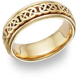  Caer Celtic Knot Wedding Band Ring, 14K Gold Jewelry