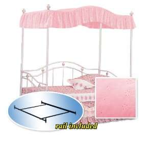 Bubblegum Pink Fantasy Eyelet Canopy Set White Metal Twin Day Bed Day 