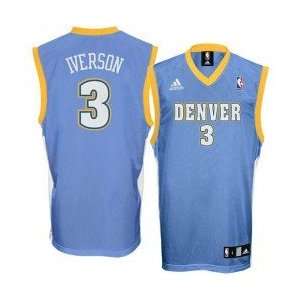  adidas Denver Nuggets #3 Allen Iverson Light Blue Youth 