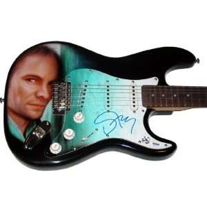  Sting Autographed Signed Custom Airbrush Guitar & Proof 
