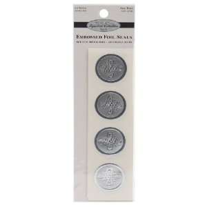  Embossed Foil Seal Stickers 1.25 20/Pkg Flourish Silver 
