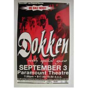  Dokken Handbill Poster Band Shot At The Paramount Theatre 