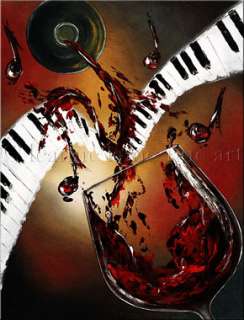 jazz music piano red wine glass wine art signed limited edition 