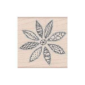  Doodle Leaf Flower Wood Mounted Rubber Stamp (F4323): Arts 