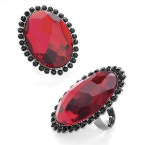 HUGE hematite and red oval statement dress ring  